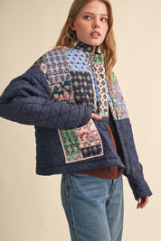 Quilted Keepsake Patchwork Puffer in Navy Patchwork - product photo 3
