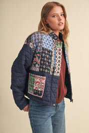 Quilted Keepsake Patchwork Puffer in Navy Patchwork - product photo 4