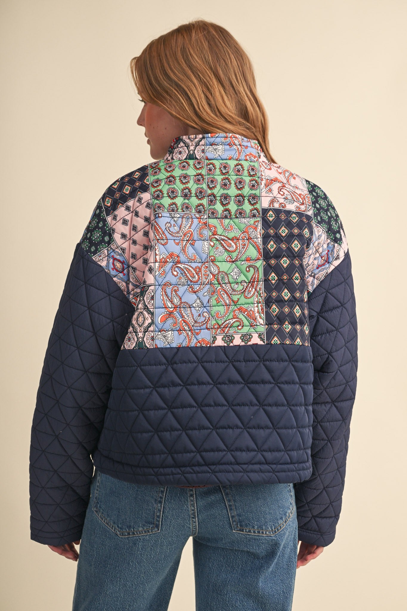 Quilted Keepsake Patchwork Puffer in Navy Patchwork - product photo 5