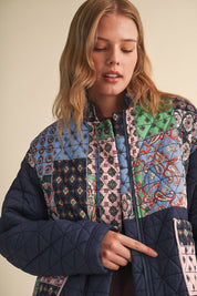 Quilted Keepsake Patchwork Puffer in Navy Patchwork - product photo 7