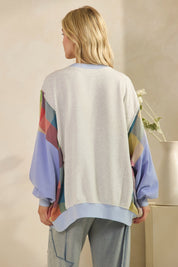 Rainbow Revival Peace Sign Plaid Sleeve Pullover - Westly
