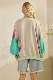 Rainbow Revival Peace Sign Plaid Sleeve Pullover - Westly