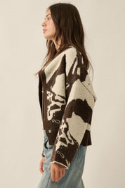Rainier Abstract Jacquard-Knit High-Collar Offset Sweater - Westly