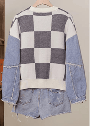 Rally Checkered Denim Sleeve Cardigan - Westly