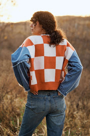 Rally Checkered Denim Sleeve Cardigan - Westly
