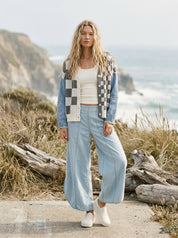 Rally Checkered Denim Sleeve Cardigan - Westly