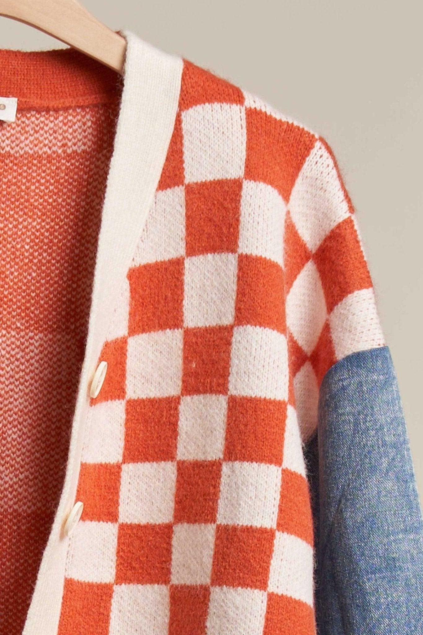Rally Checkered Denim Sleeve Cardigan - Westly