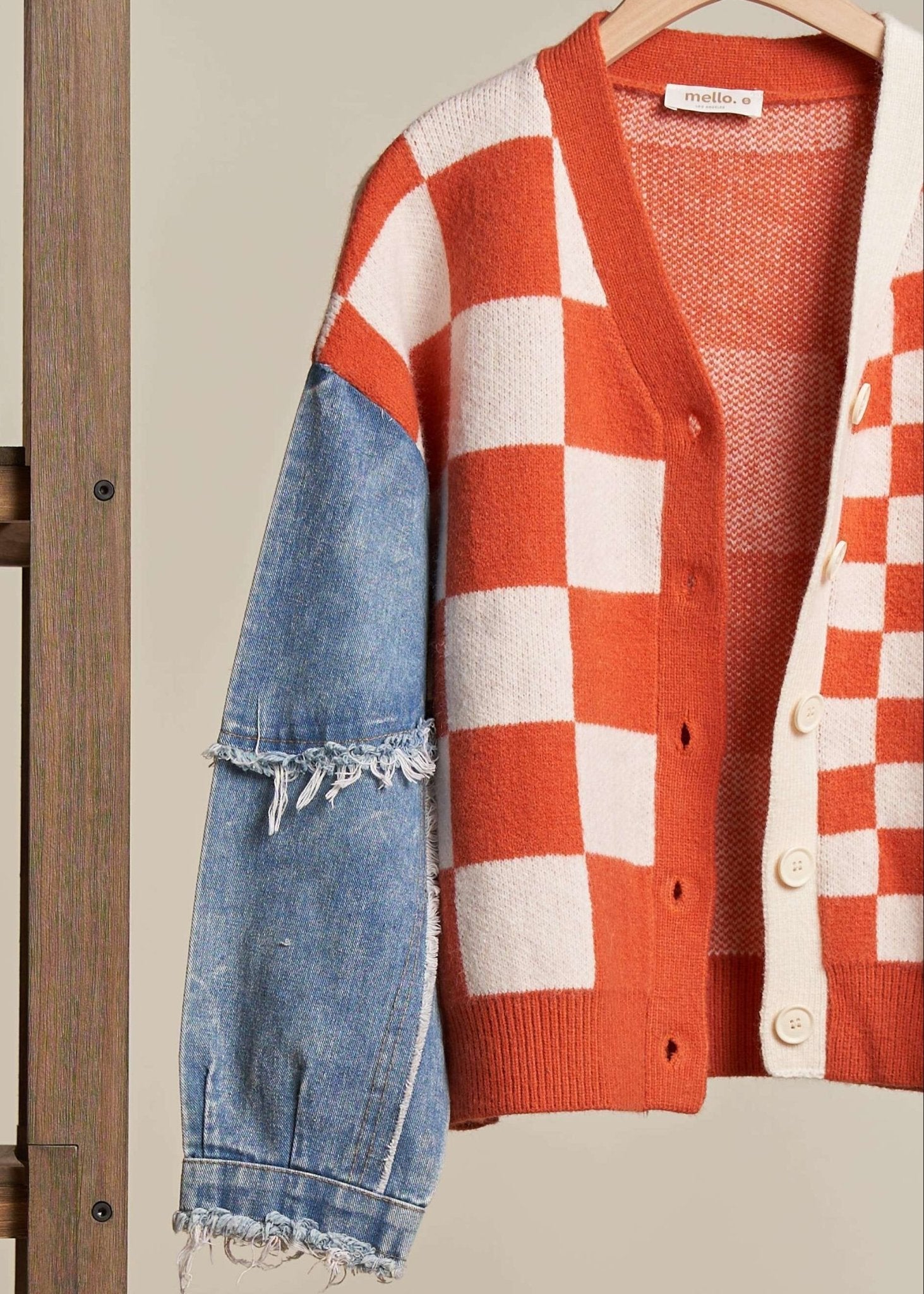 Rally Checkered Denim Sleeve Cardigan - Westly