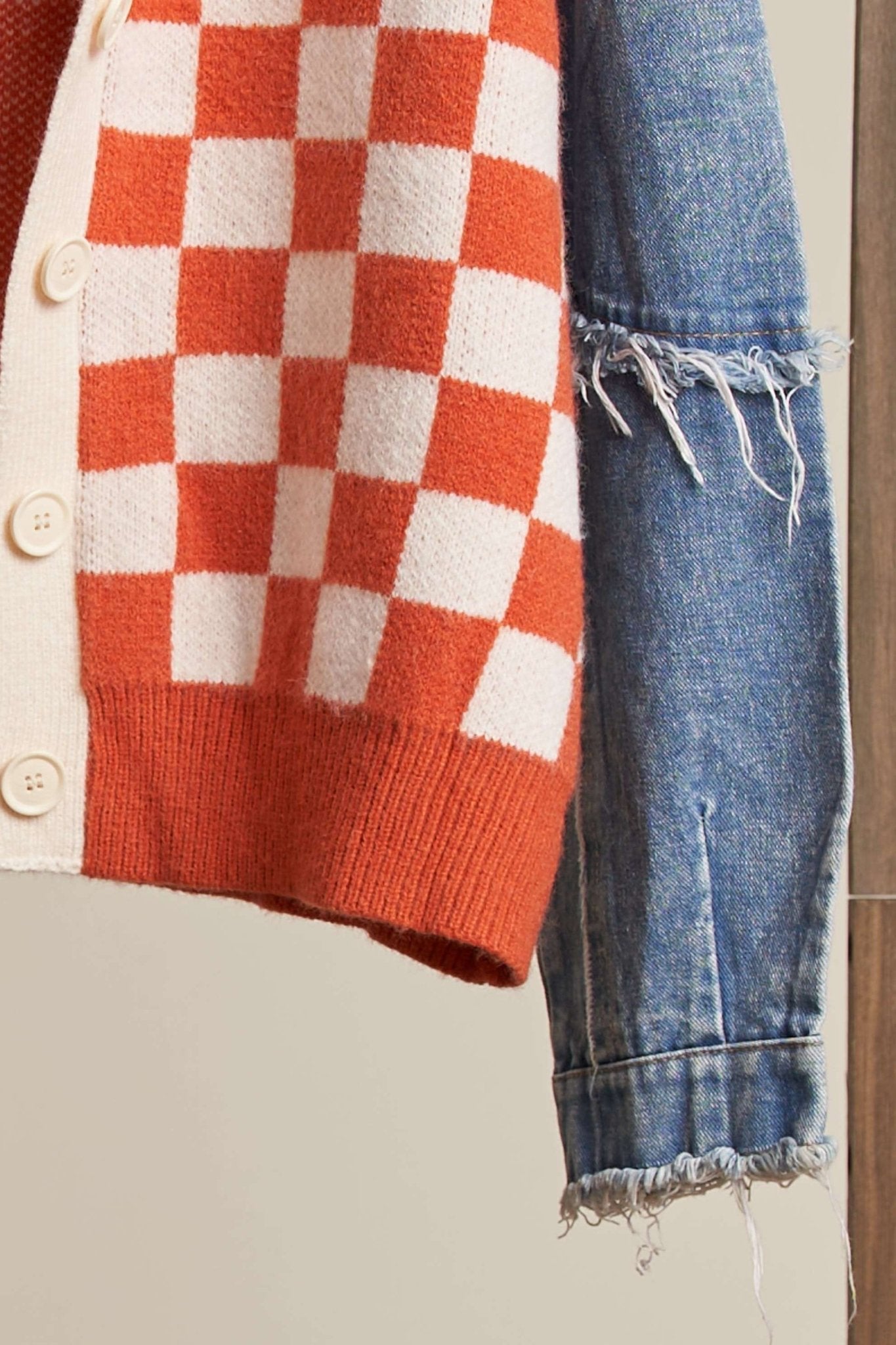 Rally Checkered Denim Sleeve Cardigan - Westly