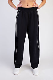 Rally Point Piped Scuba Lounge Pants in Black Mocha Cream, photo 3
