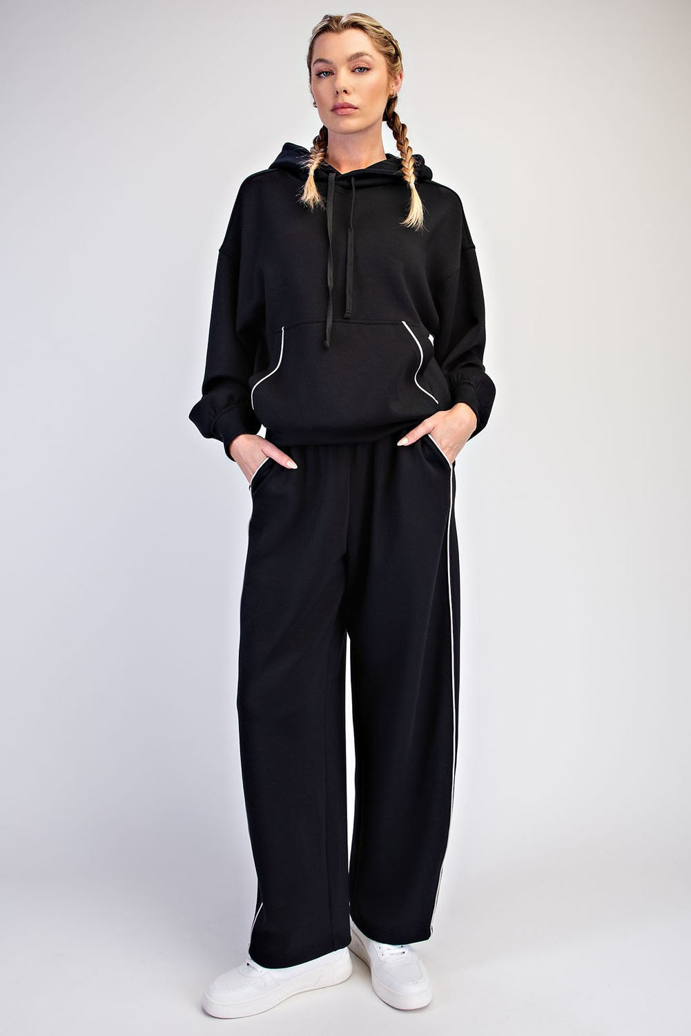 Rally Point Piped Scuba Lounge Pants in Black Mocha Cream, photo 4