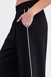 Rally Point Piped Scuba Lounge Pants in Black Mocha Cream, photo 5