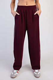 Rally Point Piped Scuba Lounge Pants in Dark Cherry Mocha Cream, photo 2