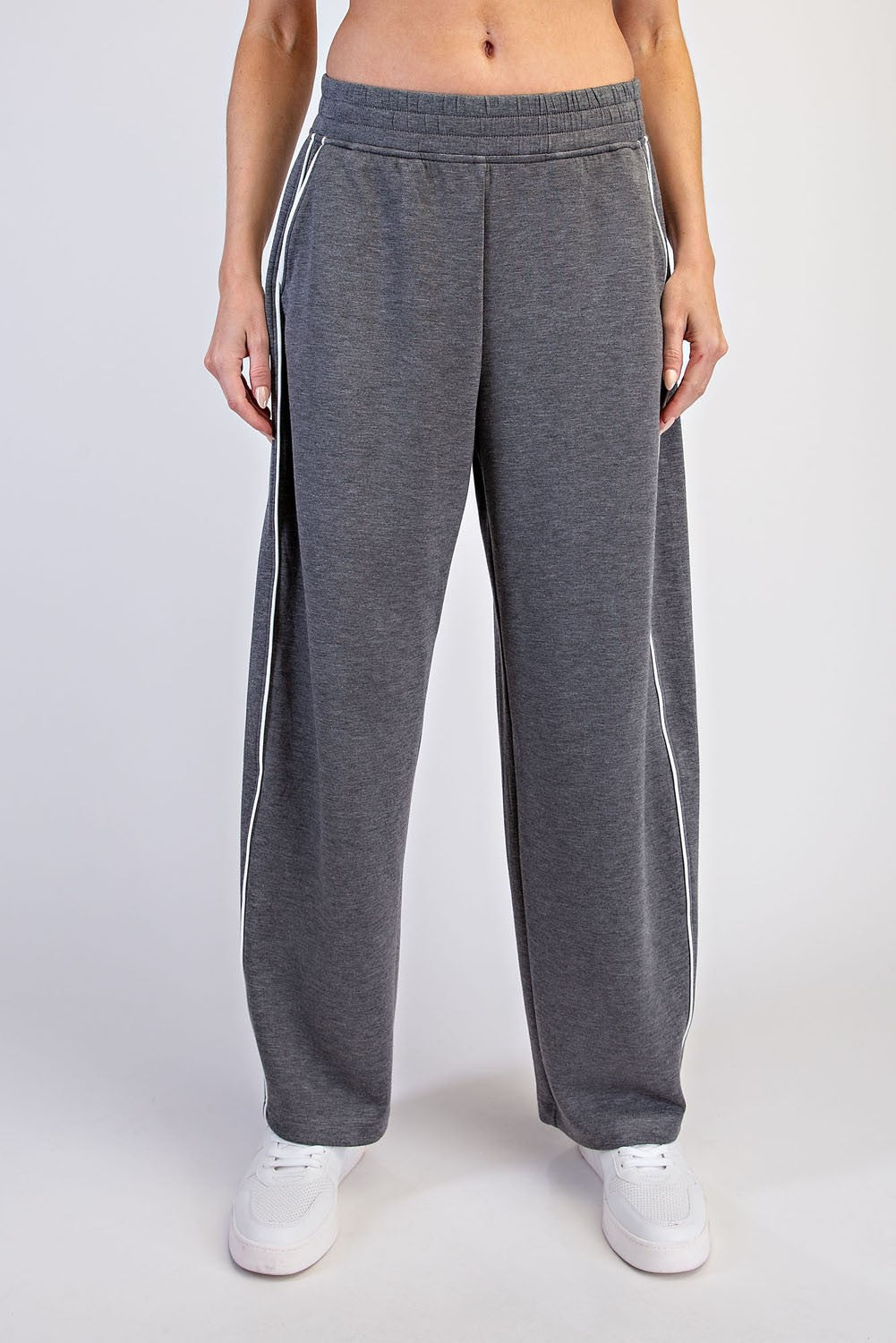 Rally Point Piped Scuba Lounge Pants in Heather Charcoal Cream, photo 1