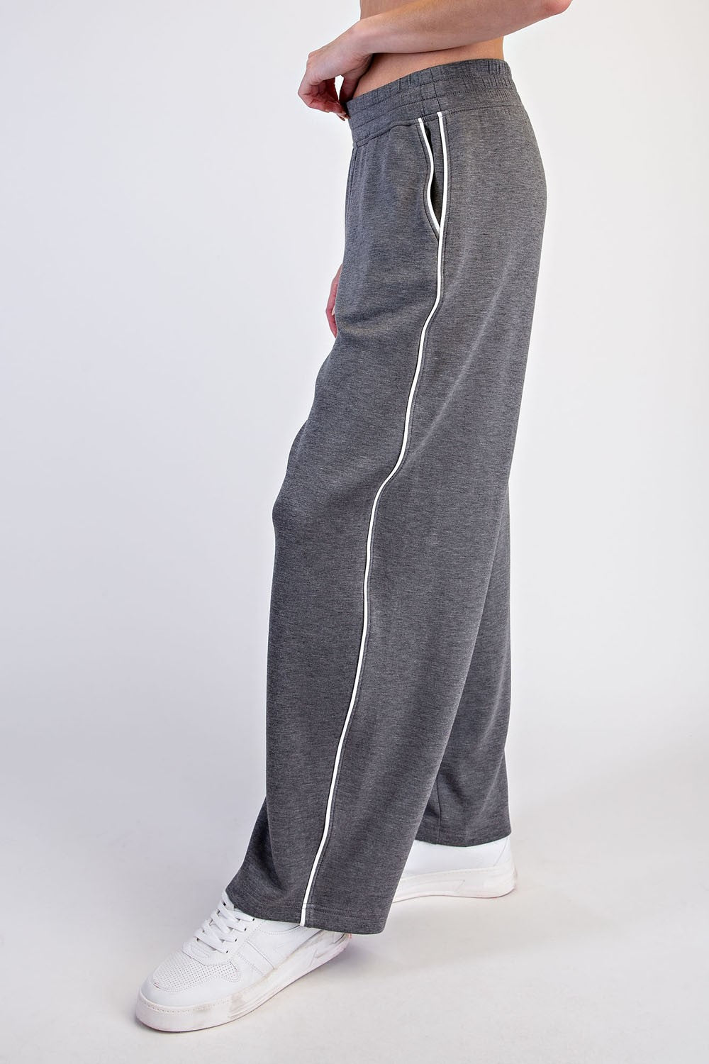 Rally Point Piped Scuba Lounge Pants in Heather Charcoal Cream, photo 2