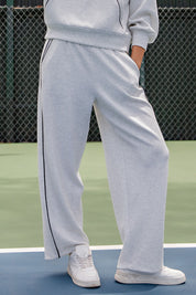 Rally Point Piped Scuba Lounge Pants in Light Heather Grey Black, photo 3