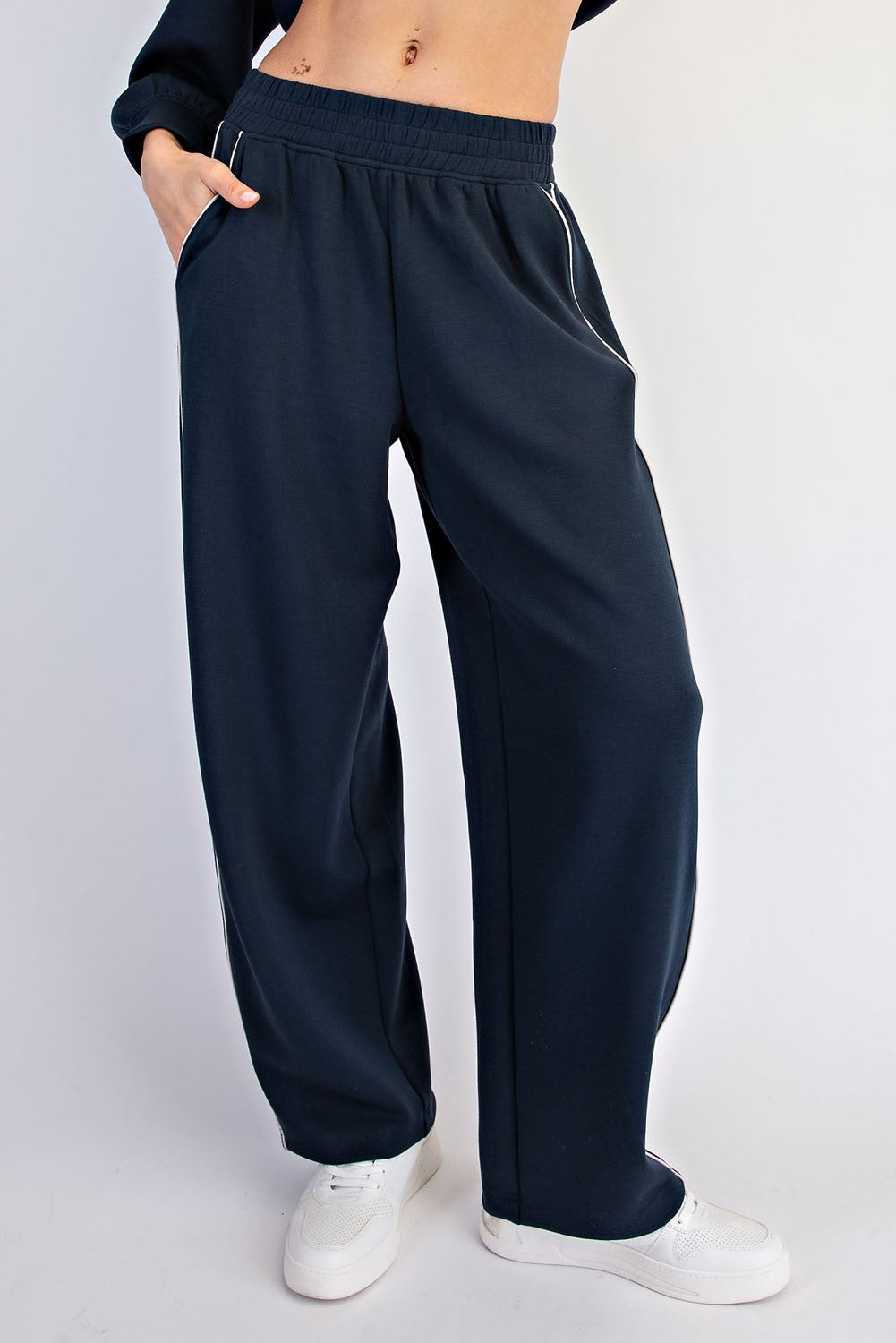 Rally Point Piped Scuba Lounge Pants in Teal Navy Mocha Cream, photo 3