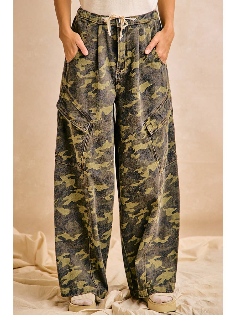 Rambler Camo Baggy Barrel Pants with Cargo Pockets - Westly