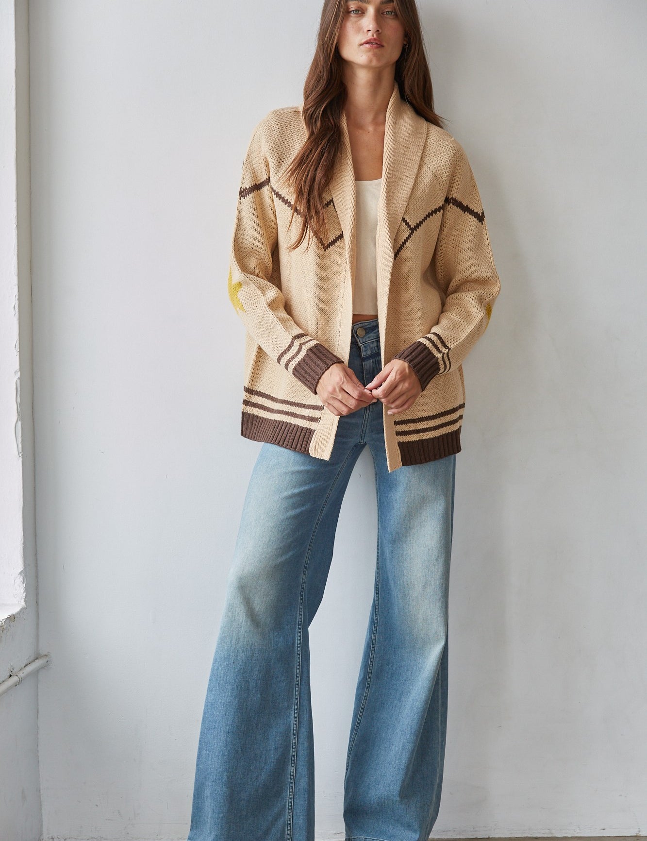 Ranch Portrait Collared Cardigan in Natural Brown - product photo 2