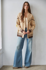 Ranch Portrait Collared Cardigan in Natural Brown - product photo 2