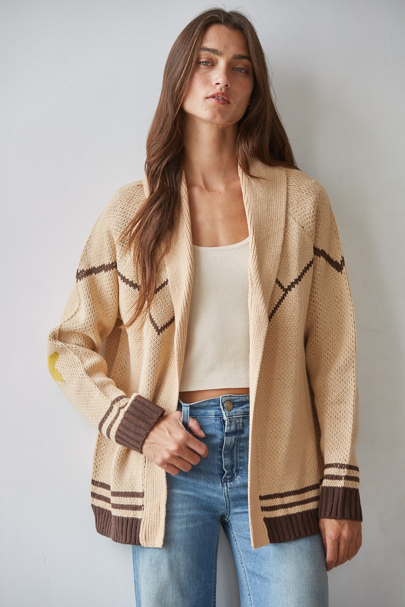 Ranch Portrait Collared Cardigan in Natural Brown - product photo 3