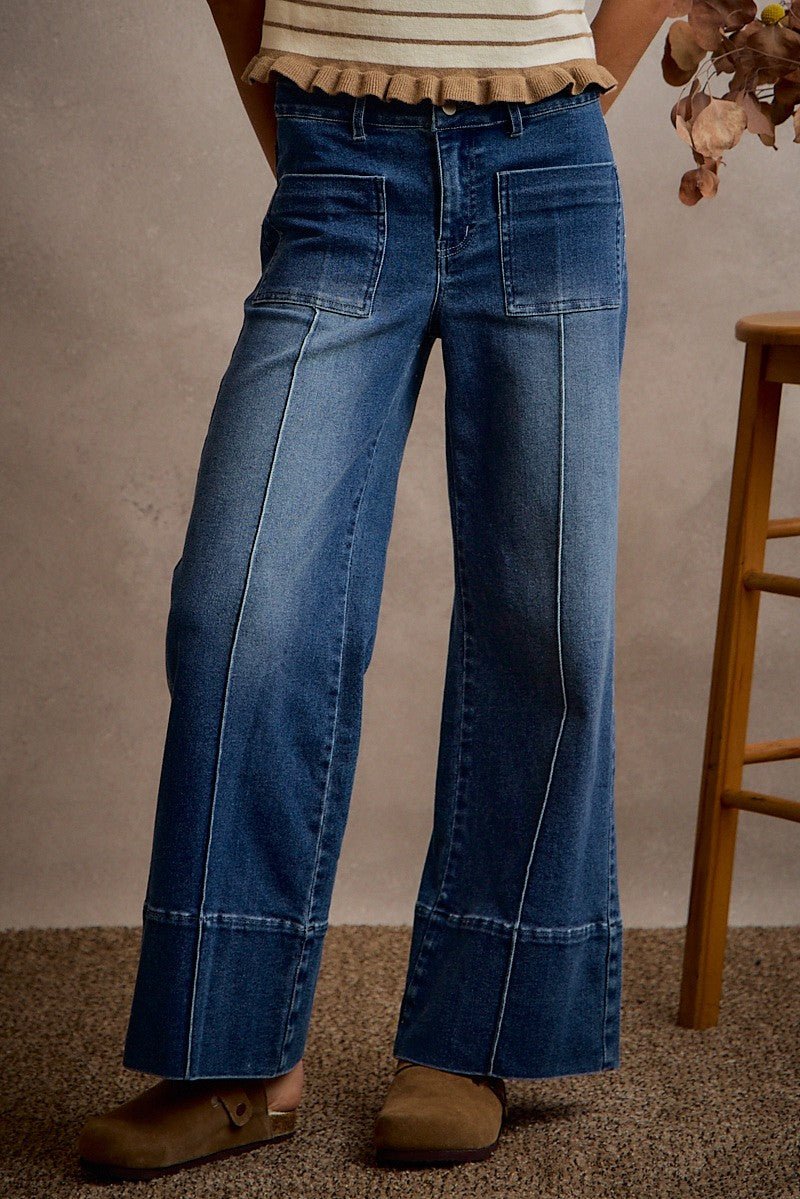 Record Store Pintuck Flare Jeans - Westly