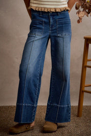 Record Store Pintuck Flare Jeans - Westly