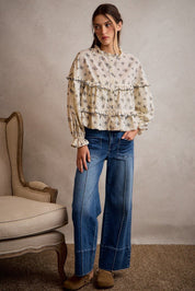 Record Store Pintuck Flare Jeans - Westly