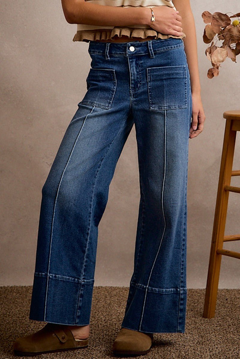 Record Store Pintuck Flare Jeans - Westly