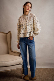 Record Store Pintuck Flare Jeans - Westly