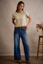 Record Store Pintuck Flare Jeans - Westly