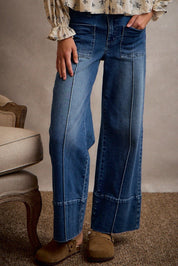 Record Store Pintuck Flare Jeans - Westly
