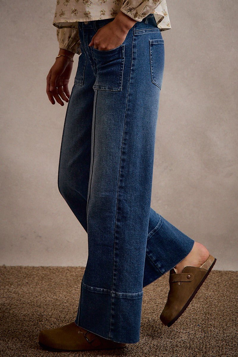 Record Store Pintuck Flare Jeans - Westly