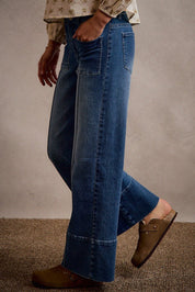 Record Store Pintuck Flare Jeans - Westly