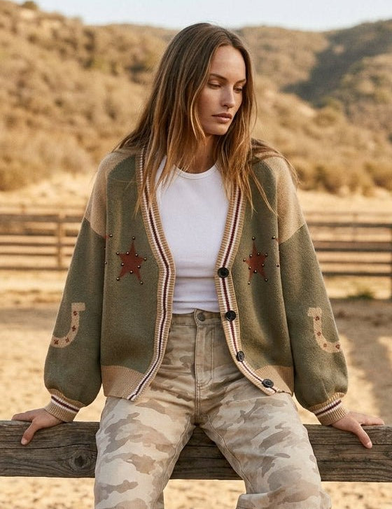 Red Rock Horse Knit Cardigan - Westly