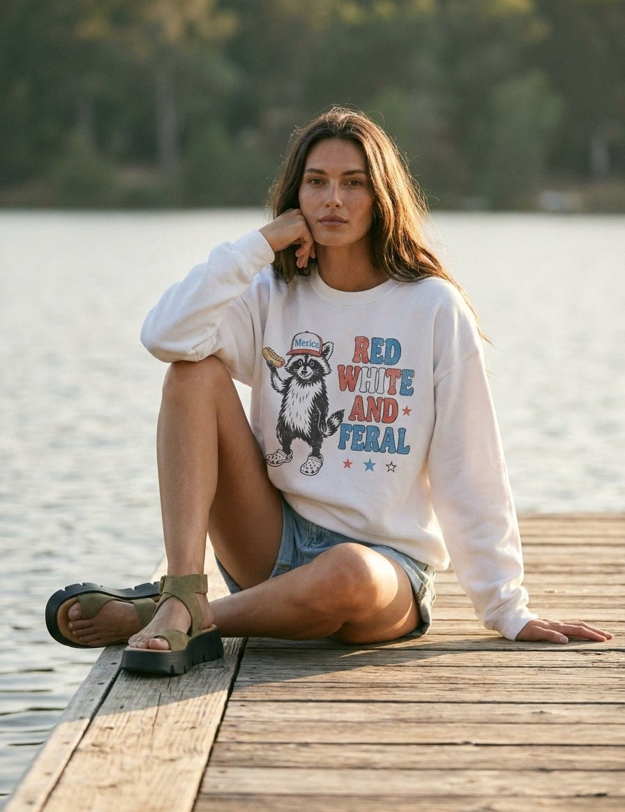 Red, White And Feral Graphic Sweatshirt - Westly