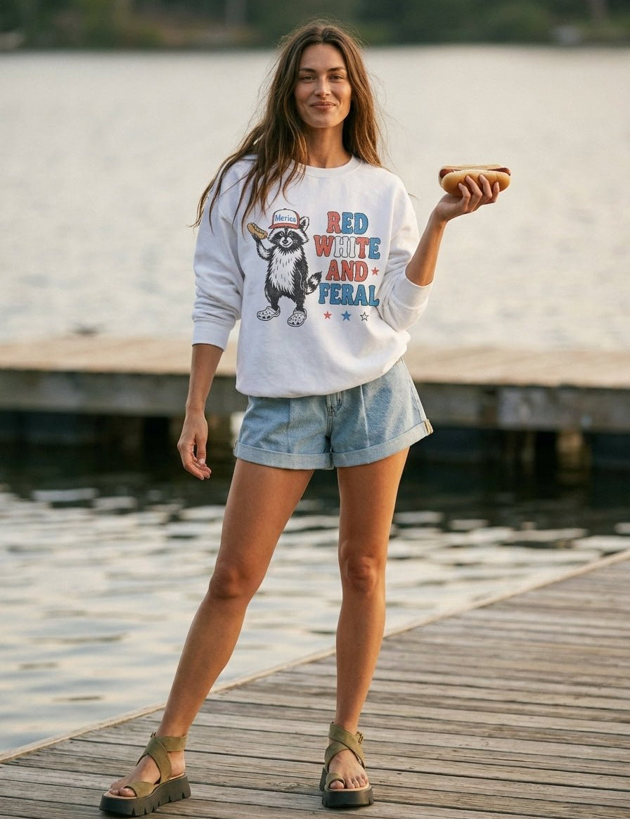 Red, White And Feral Graphic Sweatshirt - Westly