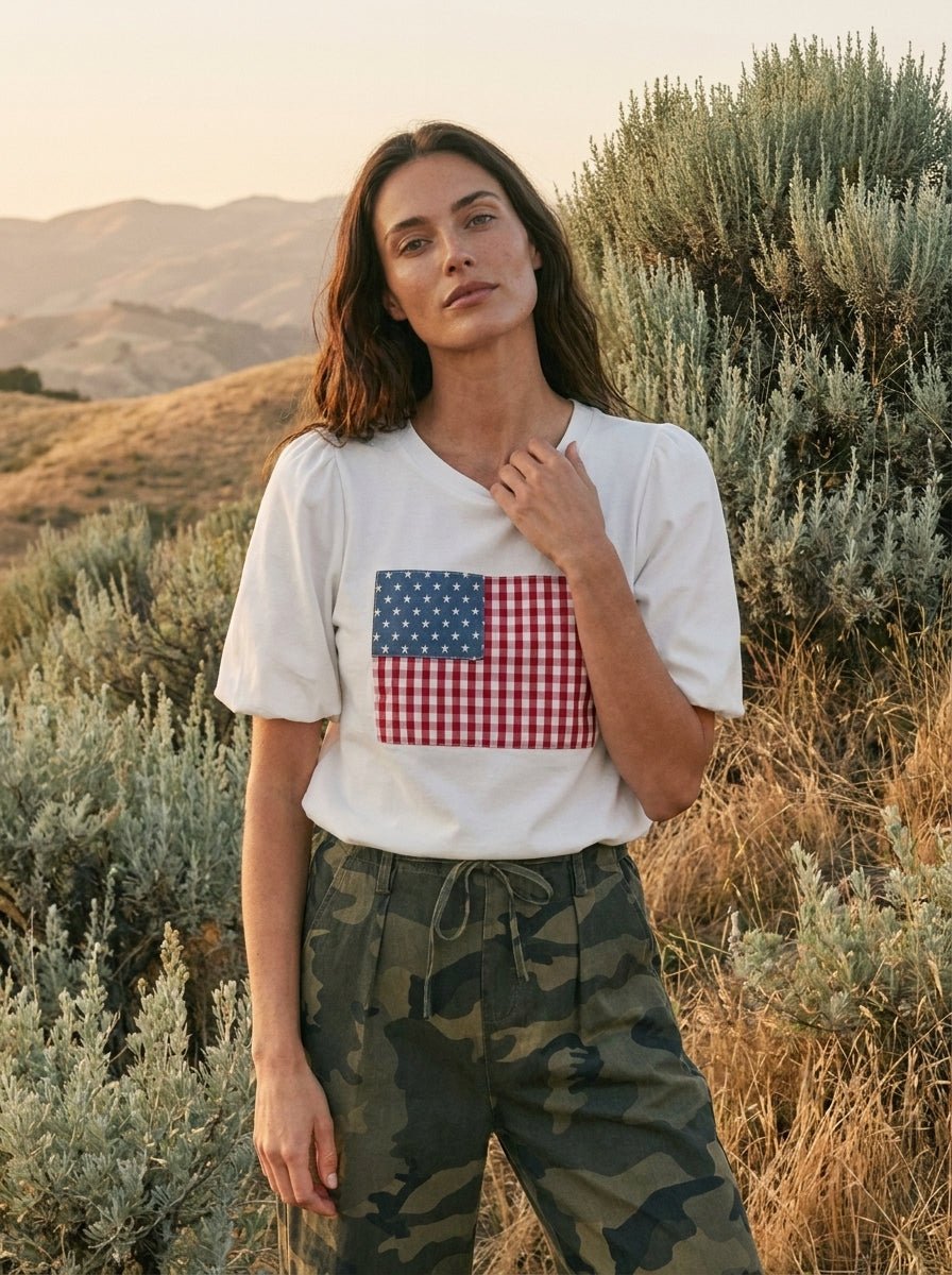 Red, White & You Balloon Sleeve Top - Westly