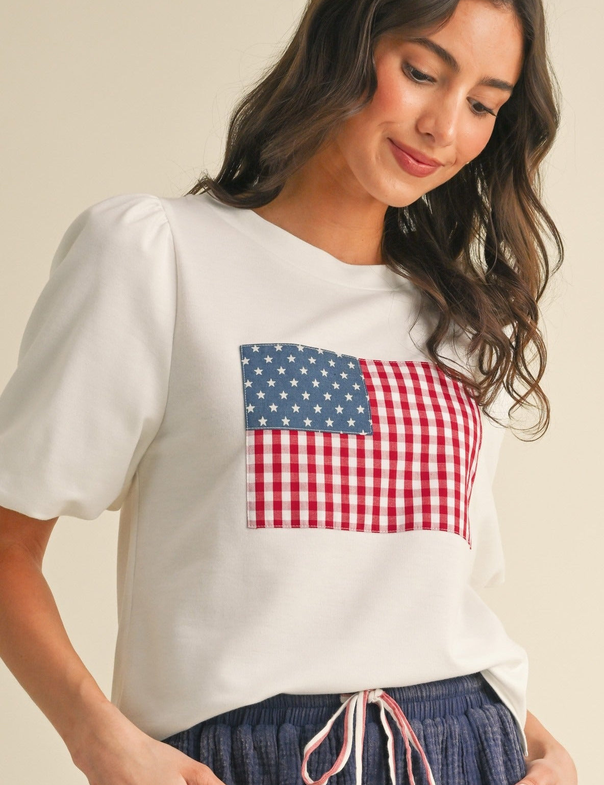 Red, White & You Balloon Sleeve Top - Westly