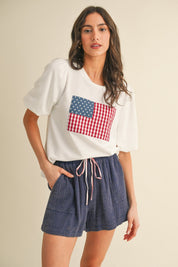 Red, White & You Balloon Sleeve Top - Westly