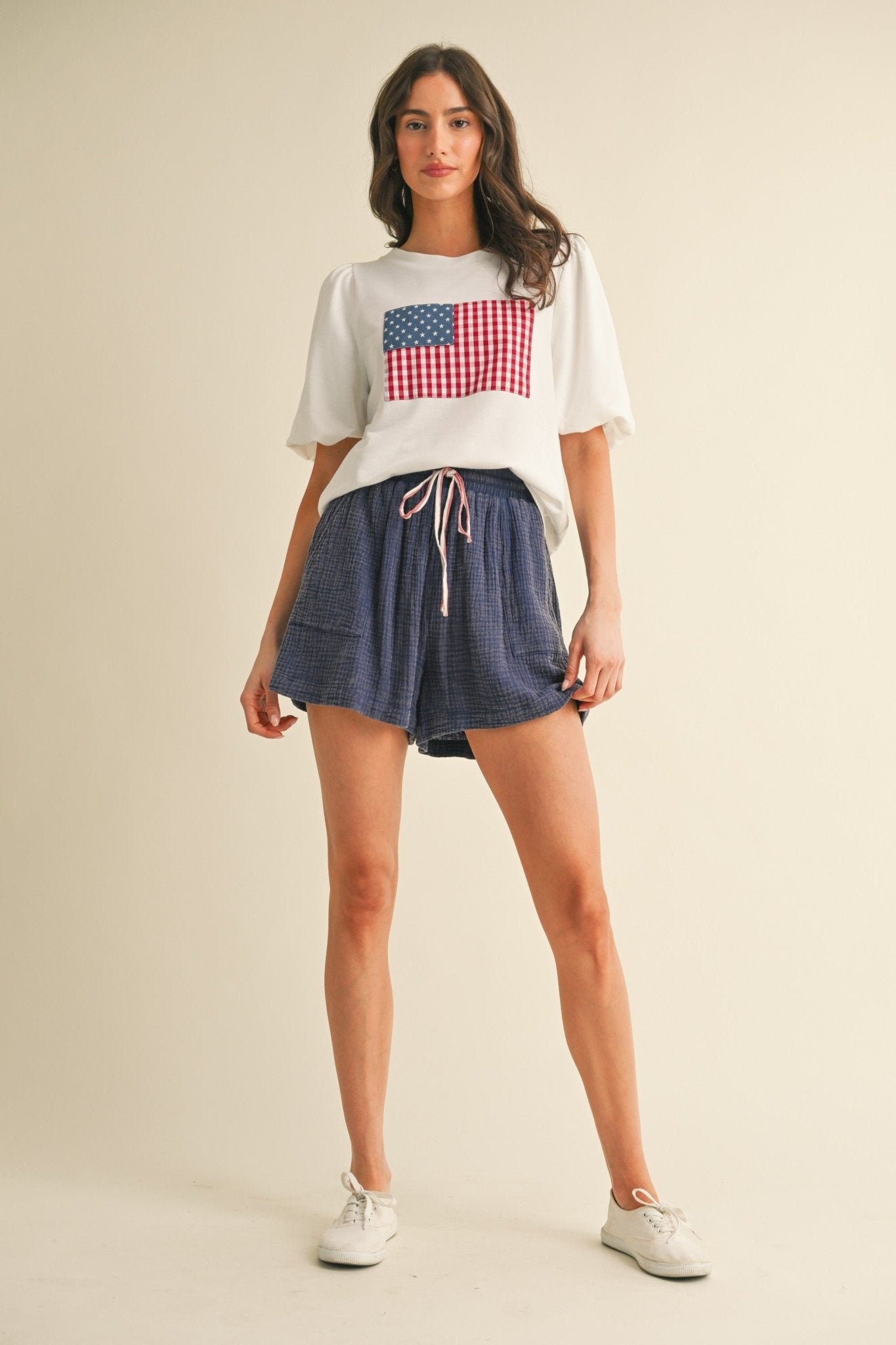 Red, White & You Balloon Sleeve Top - Westly