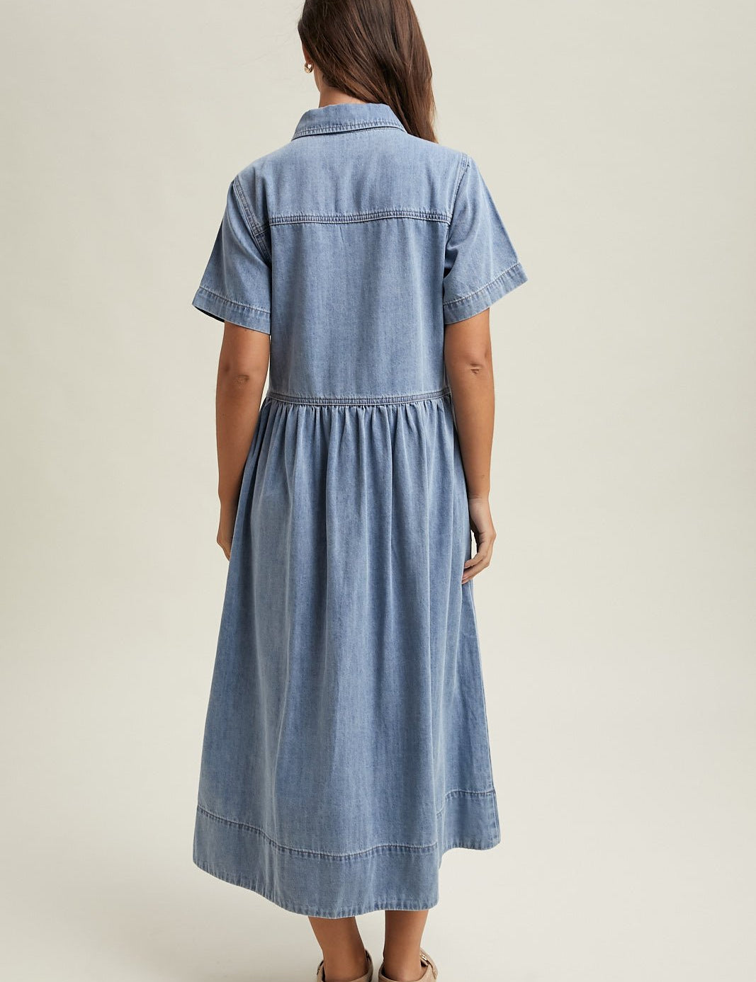 Reese Button - Front Denim Midi Dress - Westly