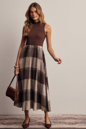 Regent Mixed Media Plaid Midi Dress - Westly