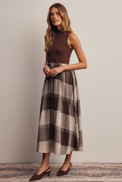 Regent Mixed Media Plaid Midi Dress - Westly