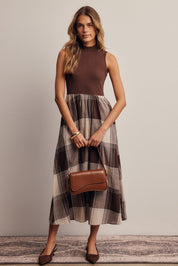 Regent Mixed Media Plaid Midi Dress - Westly