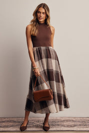 Regent Mixed Media Plaid Midi Dress - Westly