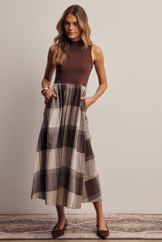 Regent Mixed Media Plaid Midi Dress - Westly