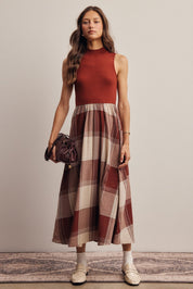 Regent Mixed Media Plaid Midi Dress - Westly