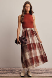 Regent Mixed Media Plaid Midi Dress - Westly
