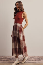 Regent Mixed Media Plaid Midi Dress - Westly